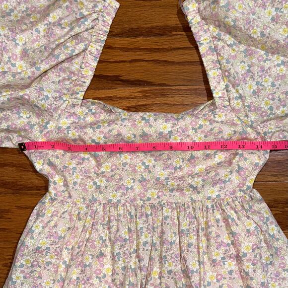 NWT Mable Pretty n Pink Floral Puff Sleeve Backless Babydoll Mini Dress Size M - Picture 12 of 13